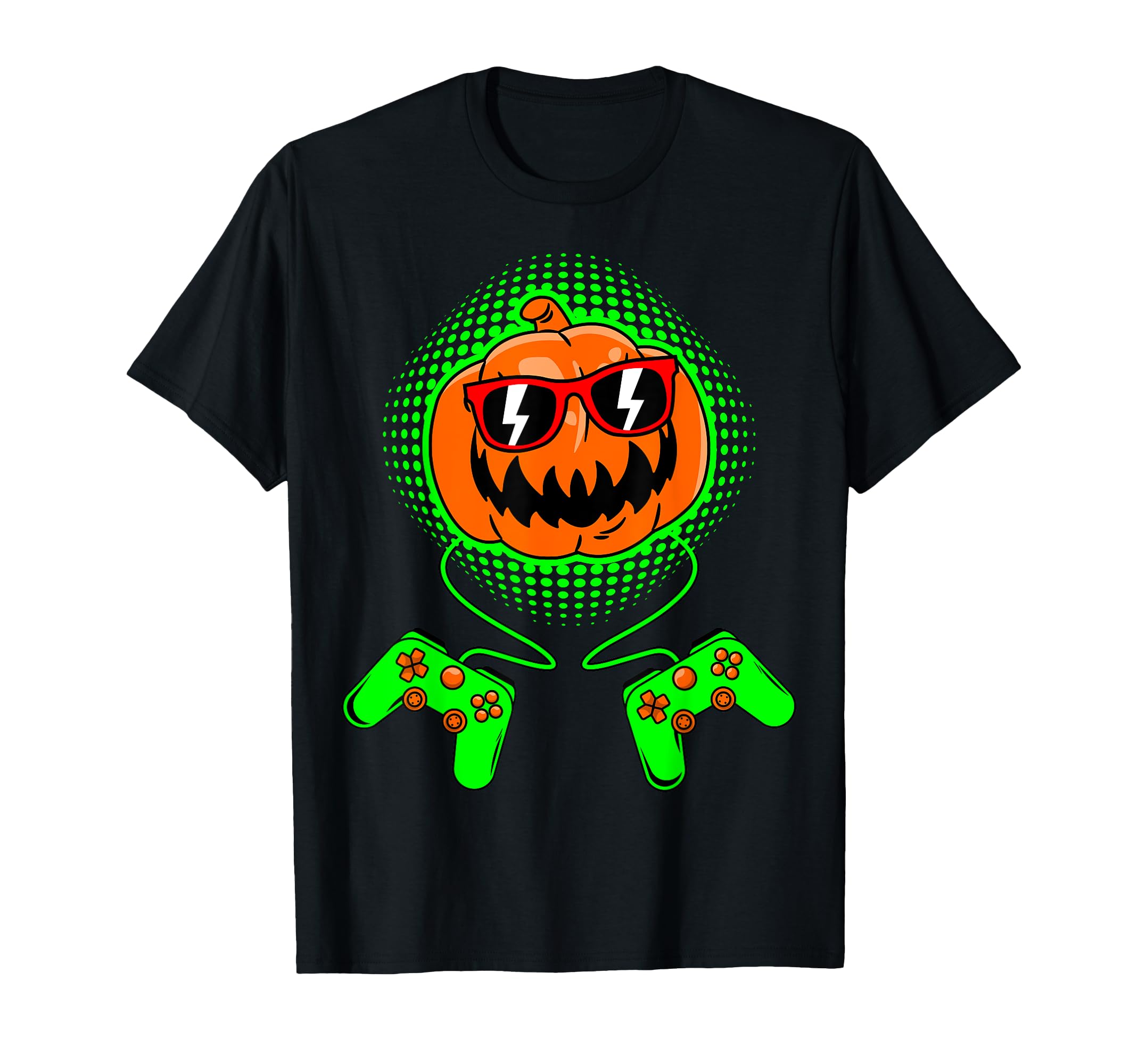 Boys Halloween Jack O Lantern Gamer Kids Men Halloween T-Shirt