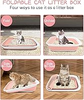 Vista 5 de BNOSDM Caja de arena plegable para gatos pequeña para gatitos, bandeja para orinal abierta, inodoro plegable para gatos con cuchara, cajas de arena