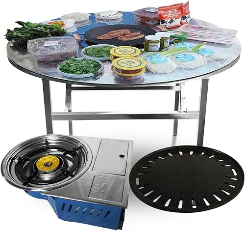 Parrilla de barbacoa coreana de 43.5 x 30 pulgadas, mesa grande plegable para exteriores (elige tu juego) (juego de gasolina)