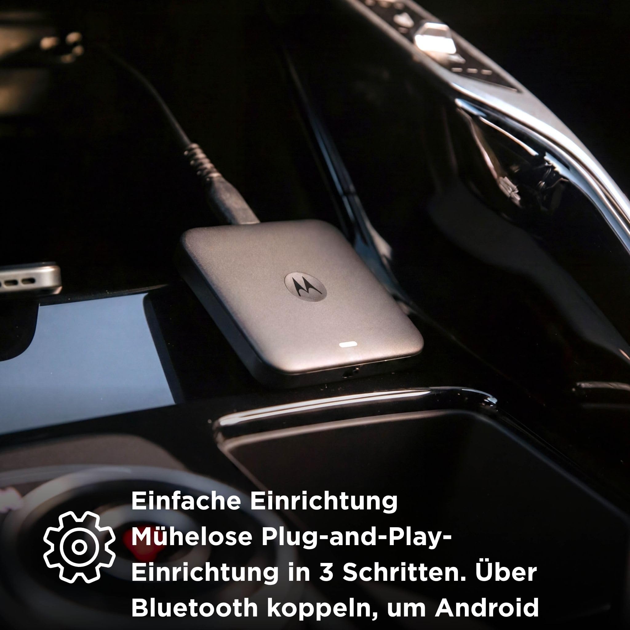 Motorola Drive MA2 Wireless Android Auto Adapter – entwickelt von Google | Wi-Fi 5 GHz | Automatische Bluetooth-Verbindung | USB-A und USB-C | Multipoint