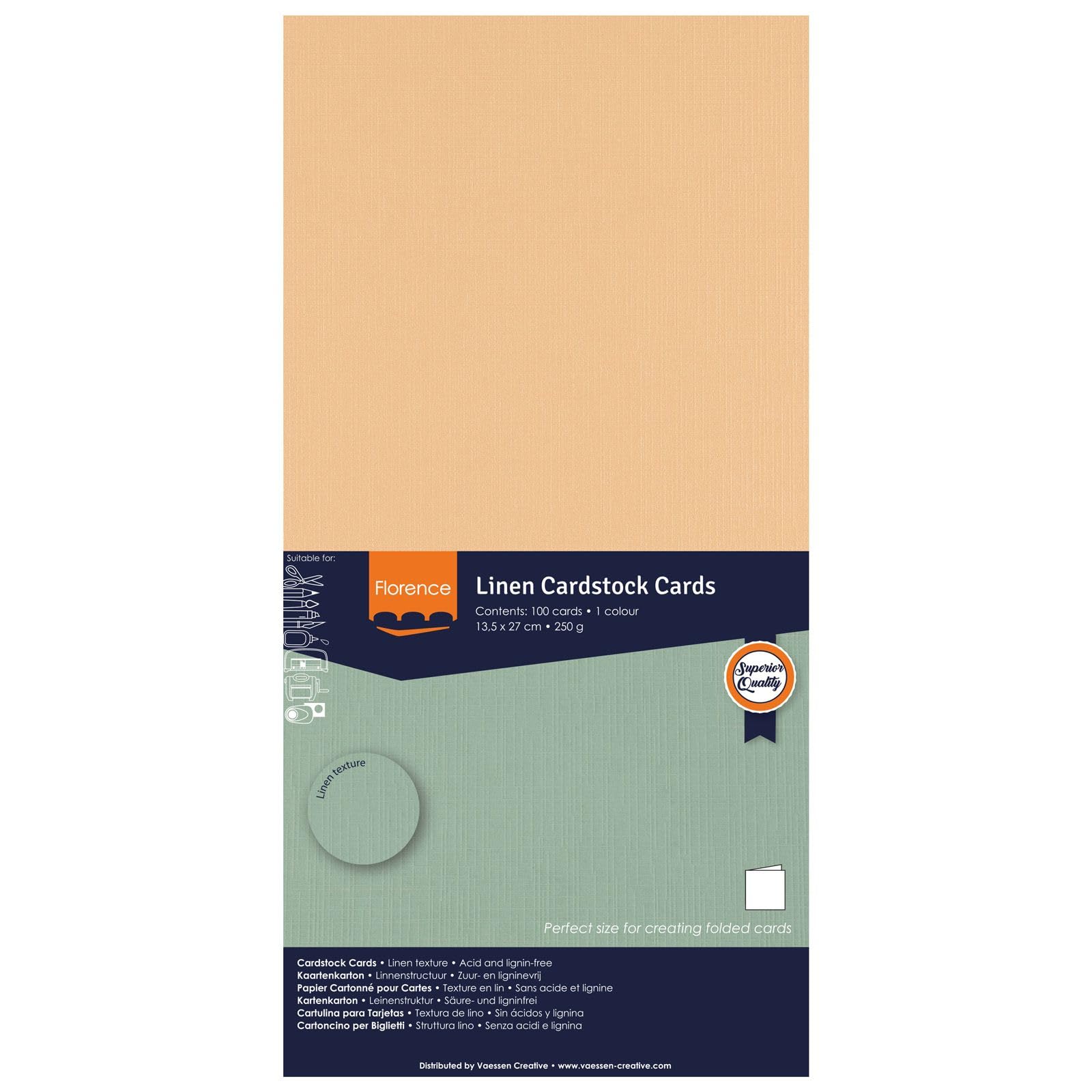 Florence Linen Cardstock 10.6 x 5.3 Inches Beige (Parchment), 100 Sheets of 250 GSM Coloured Paper - Image 4