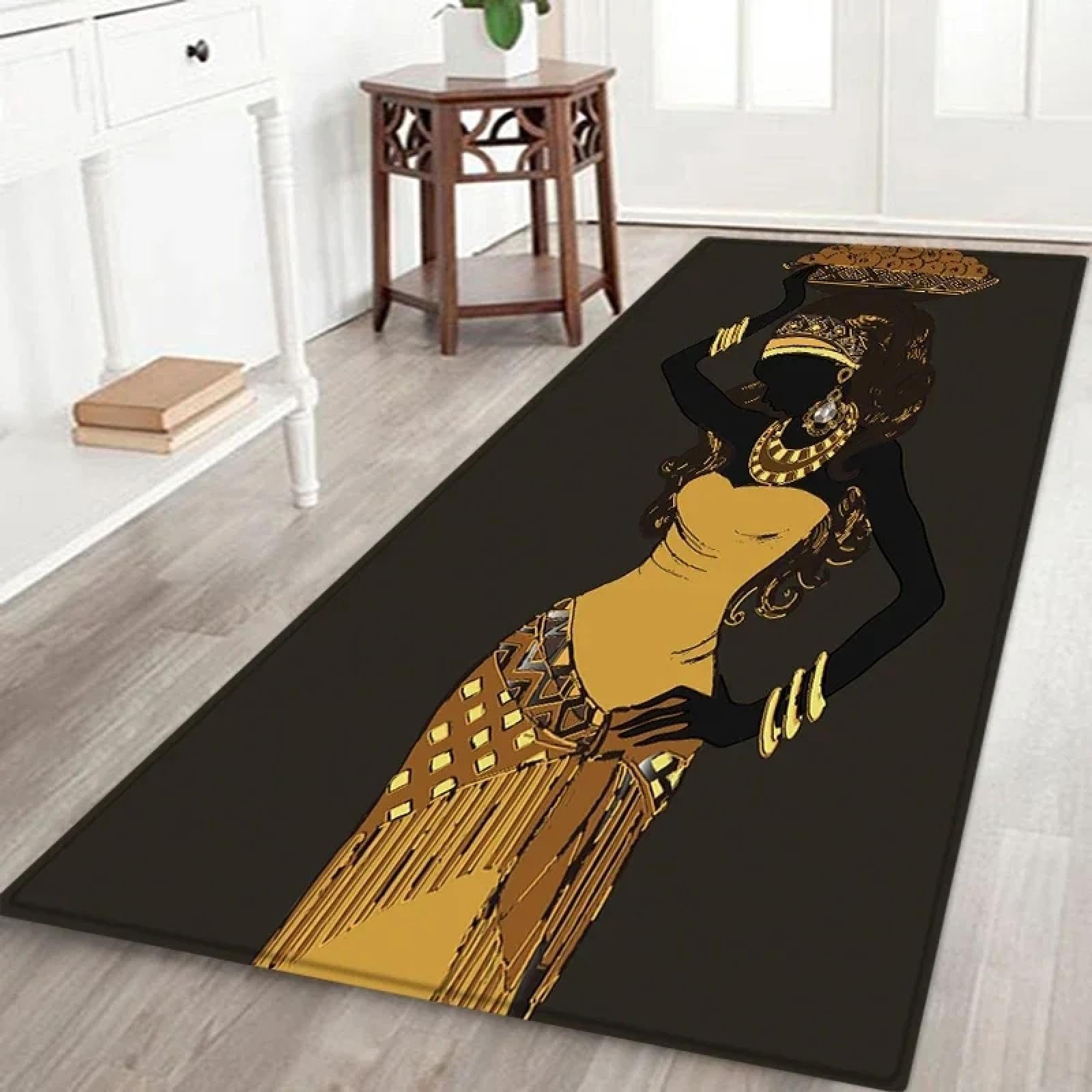 Tapis de salon motif femmes africaines antidérapant pour chambre et cuisine 120x200cm