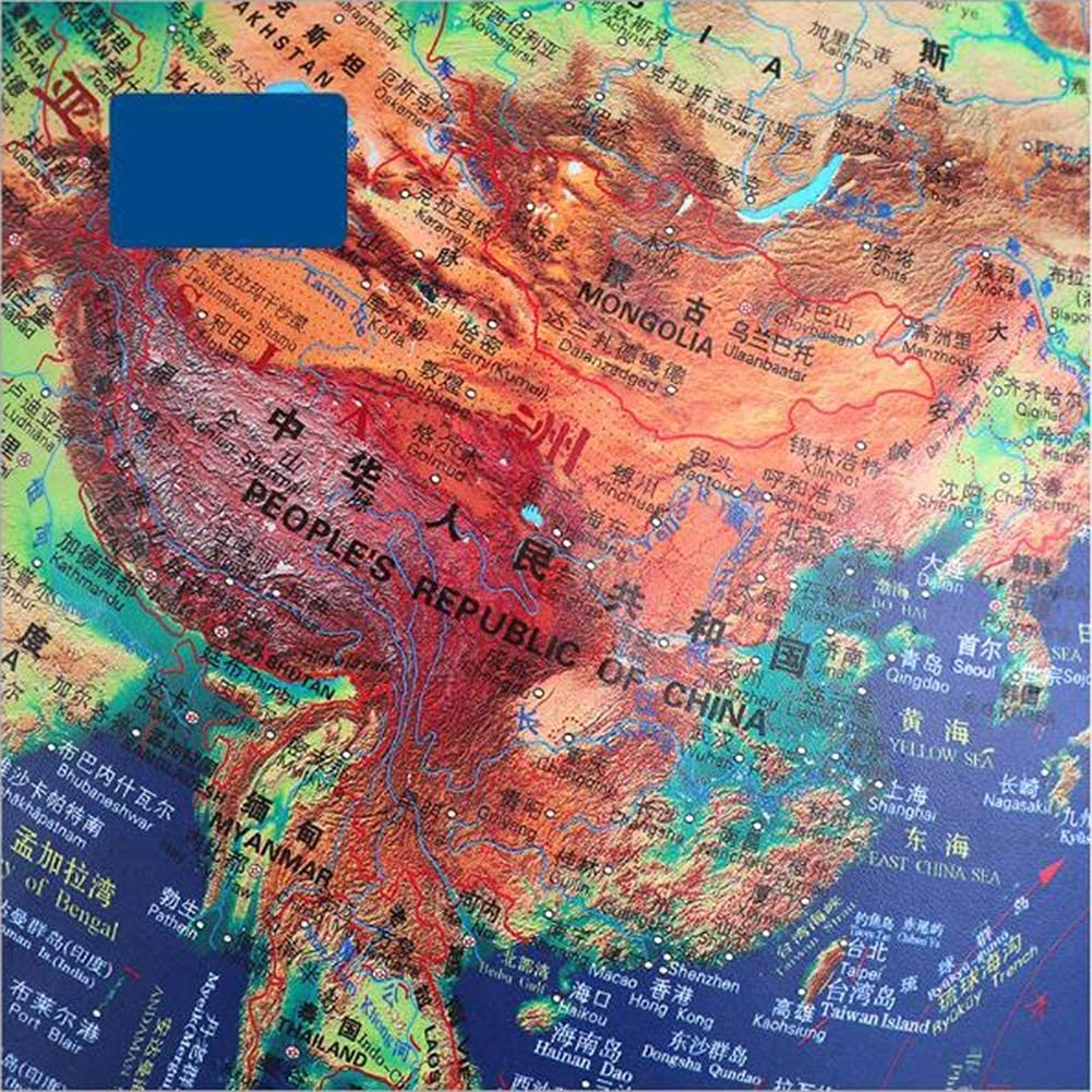 globo, Globo terrestre con mappa del mondo, decorazione da tavolo, controllo cinese e inglese, 30 cm, blu scuro, satellite, 3D, stereo, in rilievo, globo luci