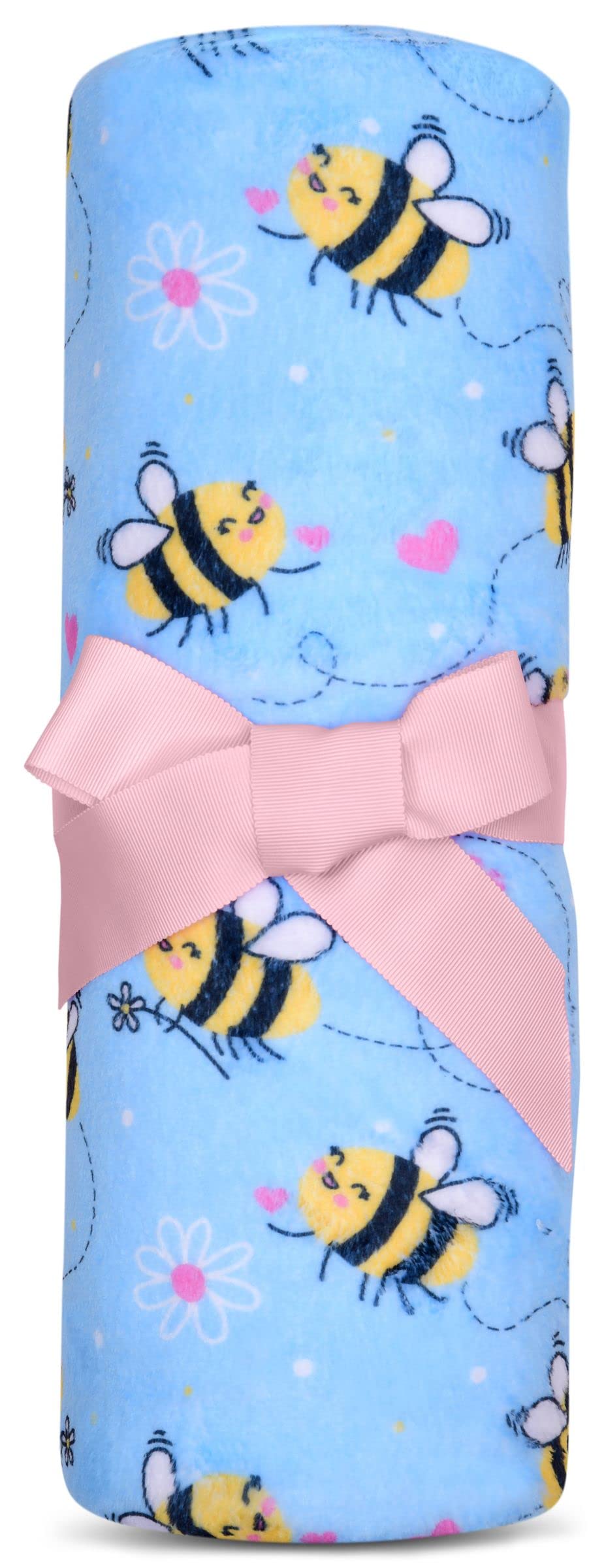 iscream Love-ly Print Silky Soft Plush 56" x 60" Fleece Throw Blanket - Bee Loved