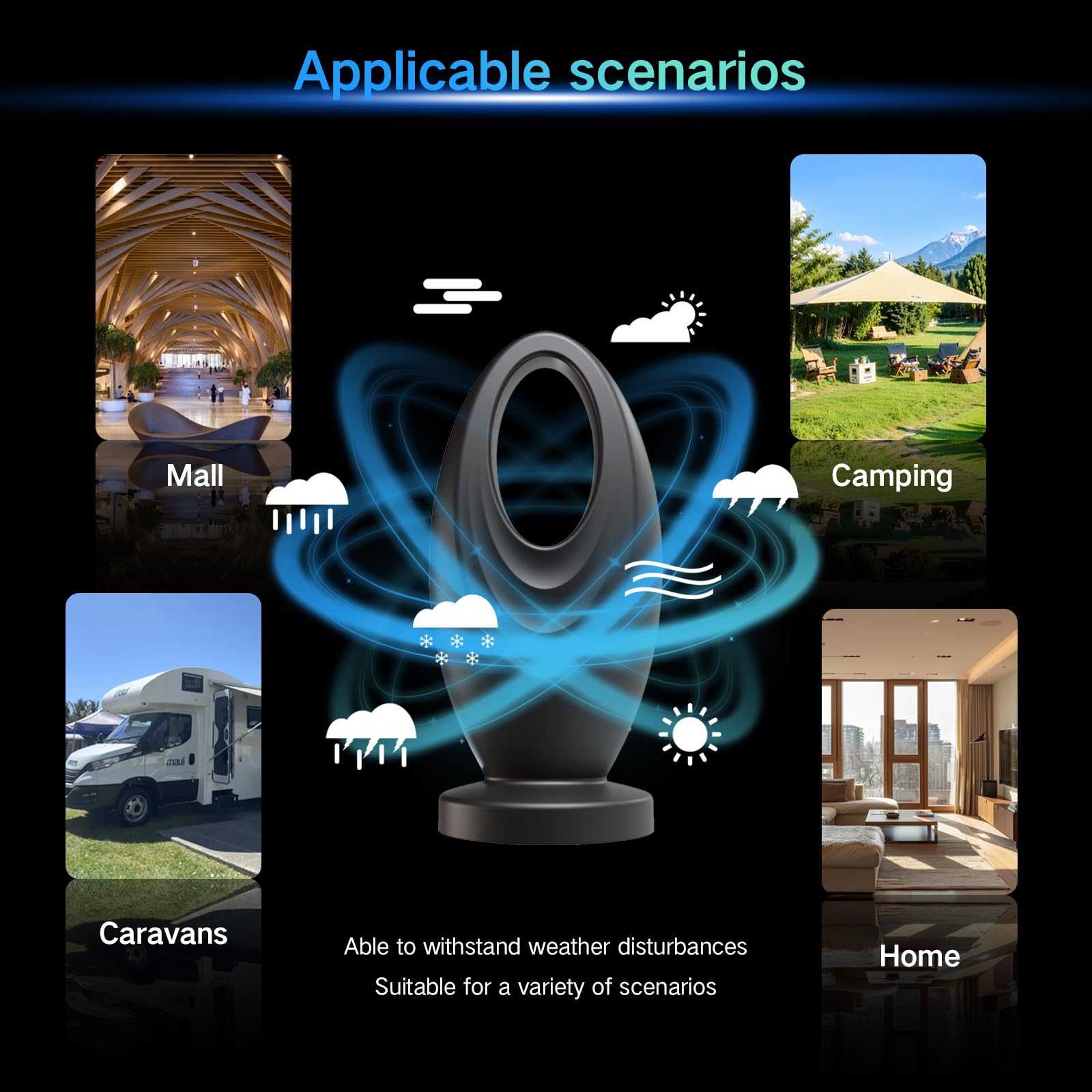 Antena de TV 2026 para Smart TV y TV antigua, antena de TV digital HD de largo alcance para interiores con señal de 360° más fuerte, soporta canales locales 1080P 4K recepción para el hogar, RV