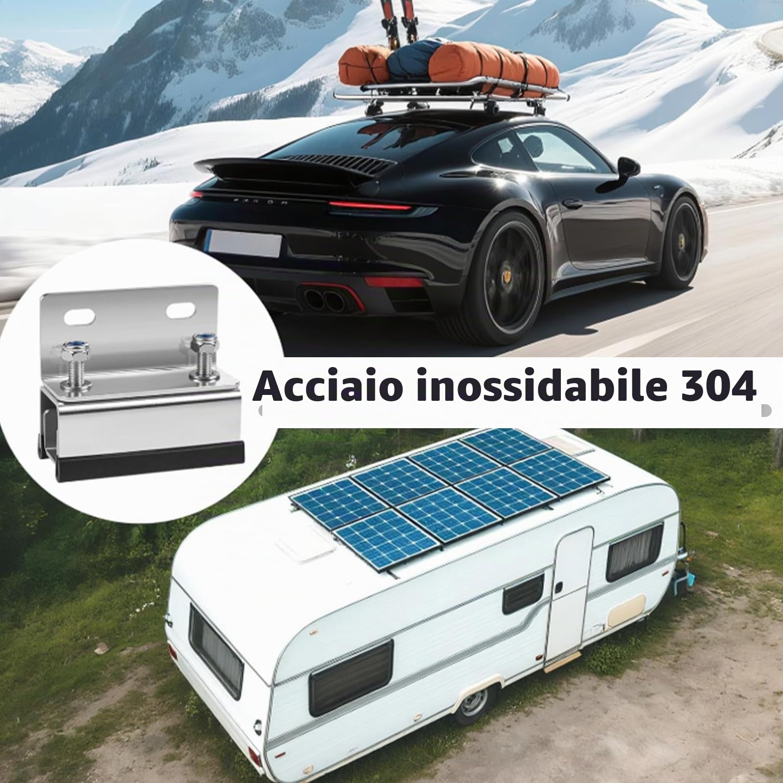 Kit di montaggio per tetto del furgone, 6 pezzi di supporti per tetto in acciaio inox 304 a testa di fungo per Ducato Jumper Boxer ProMaster Movano, soluzione fai-da-te per pannelli solari, terrazze