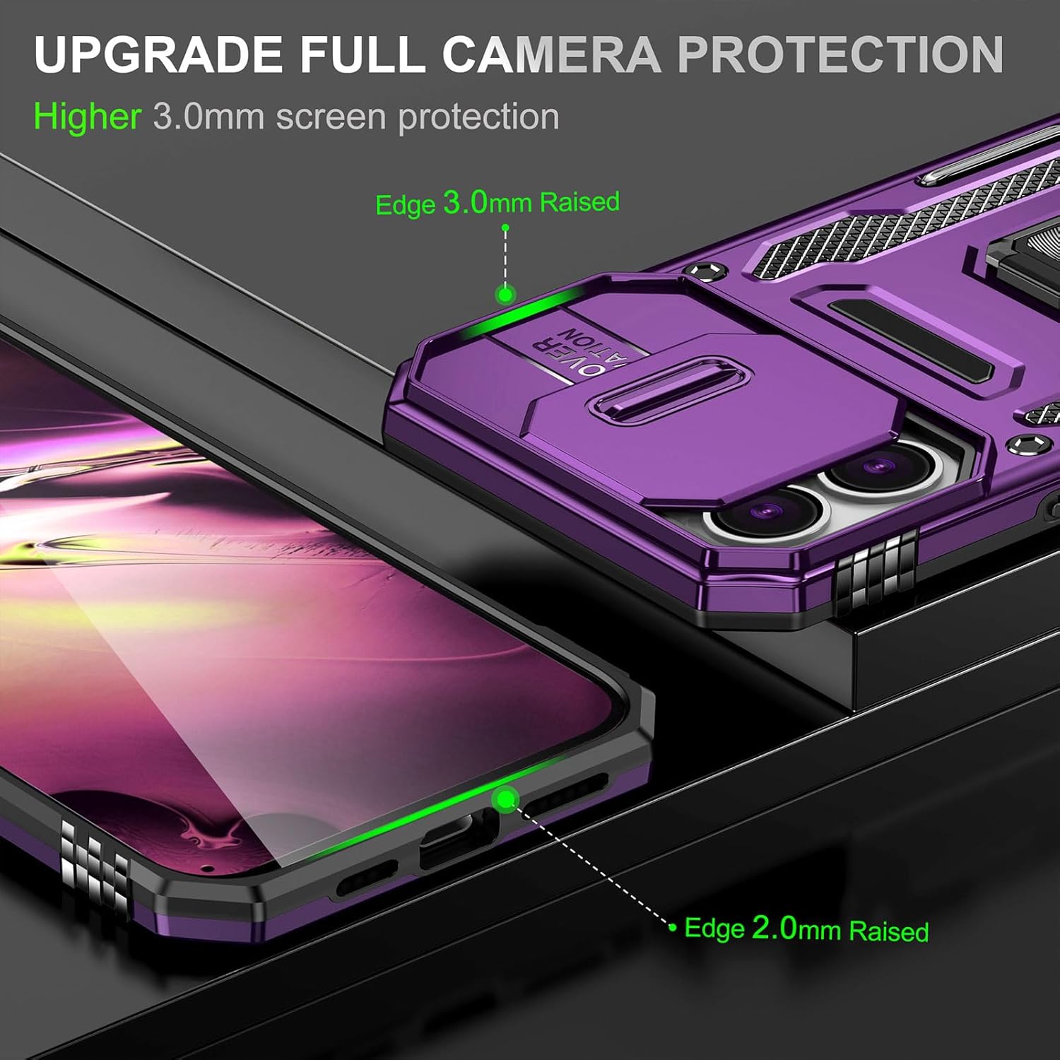 Case for iPhone 16 Case i Phone 16 Phone Case with Kickstand Ring, with Camera Cover, fit Magnet Car Mount, for iPhone 16 (Purple) - Image 3