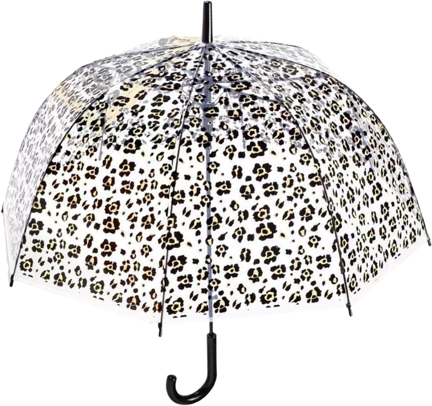Leopard Print Transparent Umbrella, 80 cm Bubble Canopy Stick, 8-Bone Windproof Clear Umbrella for Adults, Men, Women, Boys, Girls, Outdoor Walking
