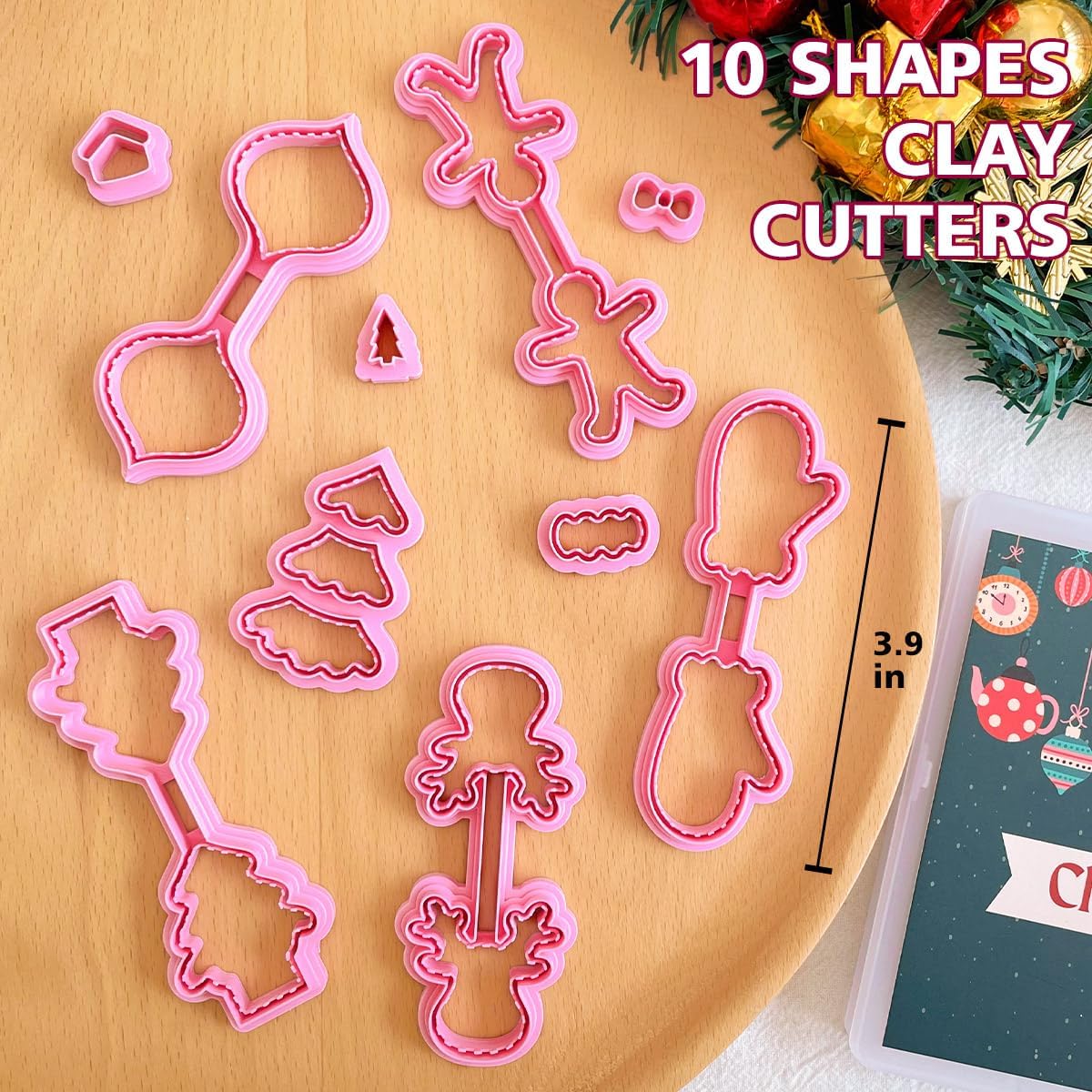 Keoker Christmas Keychain Polymer Clay Cutter, Christmas Clay Cutters for Polymer Clay Jewelry, Polymer Clay Keychain Cutters, 10 Shapes Stitch Keychain Cutter, Elk Deer Polymer Clay Earring Cutters