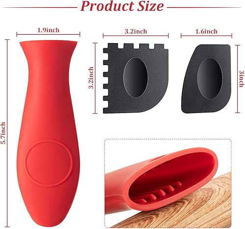 Miniatura 6 de El juego de 8 piezas de limpiador de hierro fundido incluye estropajo de acero inoxidable con mango largo de bambú soporte para mango caliente 2