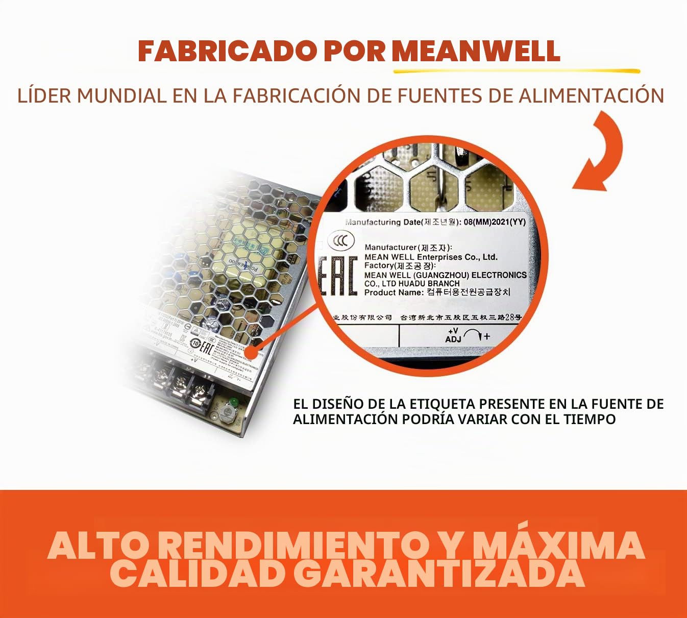 KingLed – MeanWell Fuente de alimentación Meanwell Modelo LRS-50-24 50W 24V Transformador Switching Mean Well NO resistente al agua IP20 para Tiras LED – cód.1991