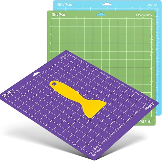 HTVRONT Cutting Mat for Cricut, 3 Pack Cutting Mat 12x12(StandardGrip, LightGrip, StrongGrip) for Cricut Explore Air 2/Air/One/Maker,Variety Grip Cutting Mats Accessories for Cricut