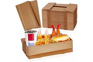 120Pcs 4LB Pop-Up Cardboard Trays with Greaseproof Food Wrapping Paper