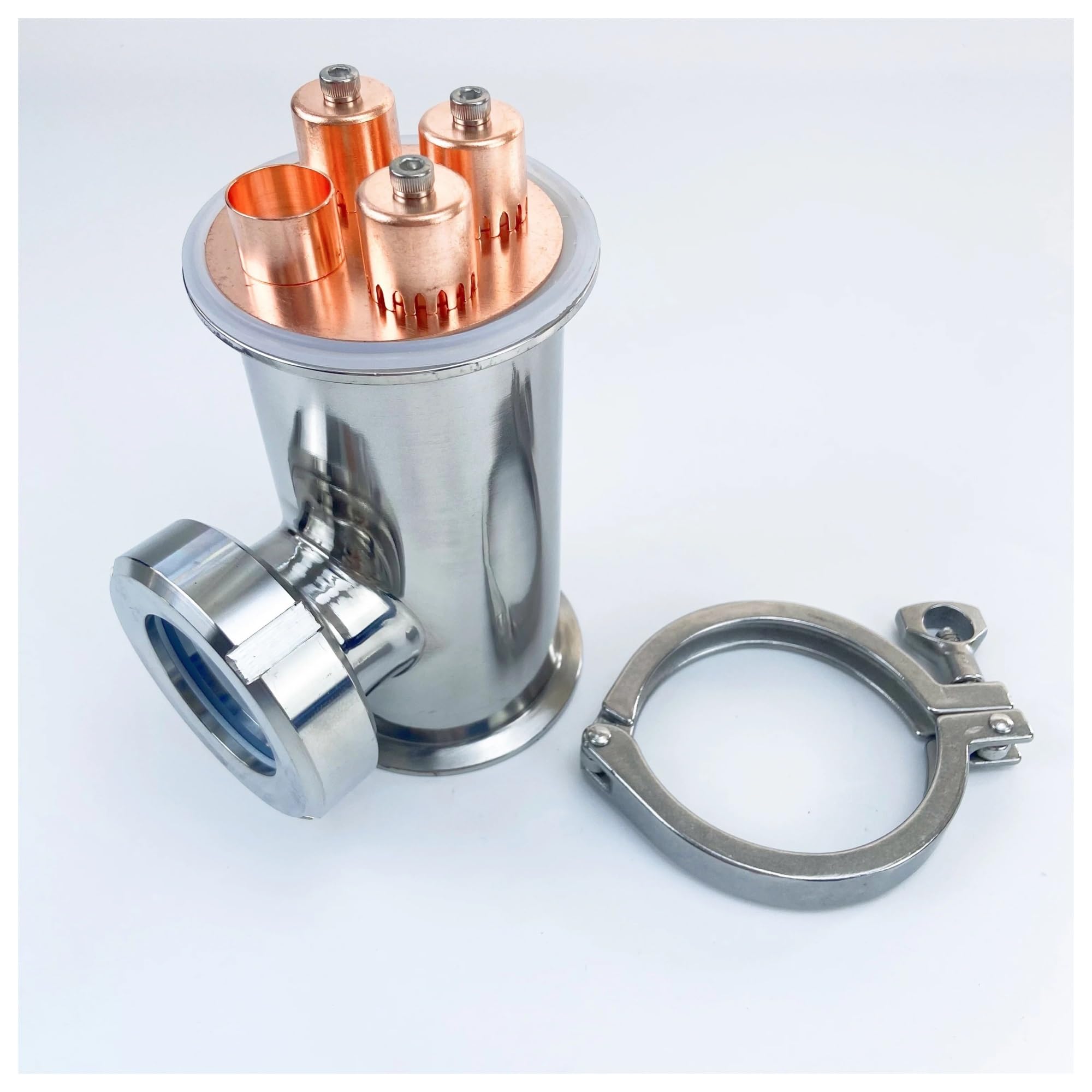 AARTERZZA 3" 76mm OD91 Sight Glass Union Tri-Clamp Tee with Copper Bubble Sets Distillation Lens Column for Homebrewing Stainless Steel 304