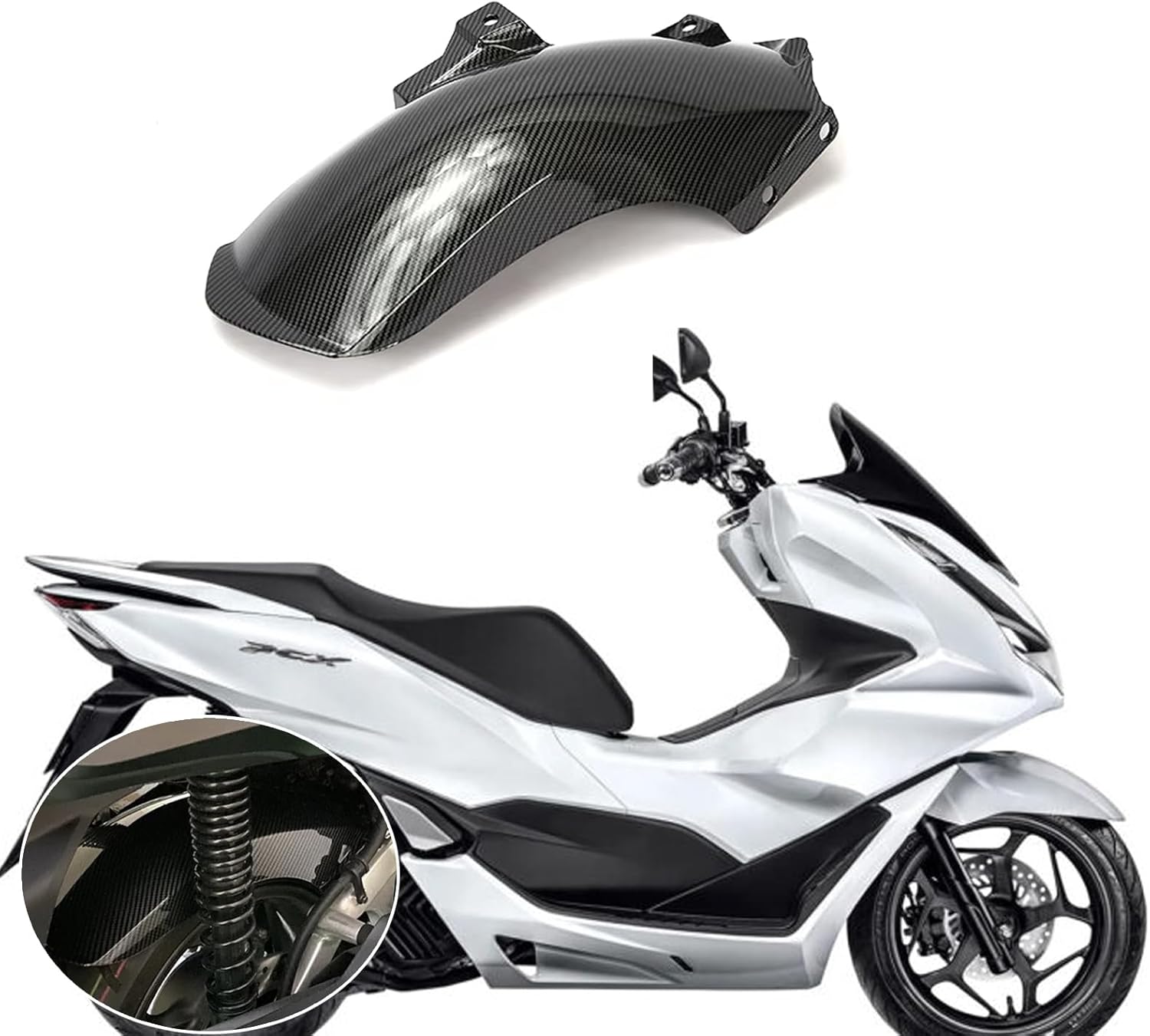 For PCX125 PCX 160 2025 Motorcycle Rear Wheel Extender Fender Mudguard Mud Flap Splash Guard pcx125 pcx 160 2023-2025 Motorcycle Accessories (Carbon fiber pattern)
