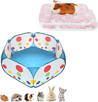 Amakunft 2 Pcs Guinea Pig Bed Mat Washable, Rabbit Winter Bed Pad for Indoor & Portable Small Animals Playpen, Outdoor/Indoor Pop Open Pet Exercise Fence