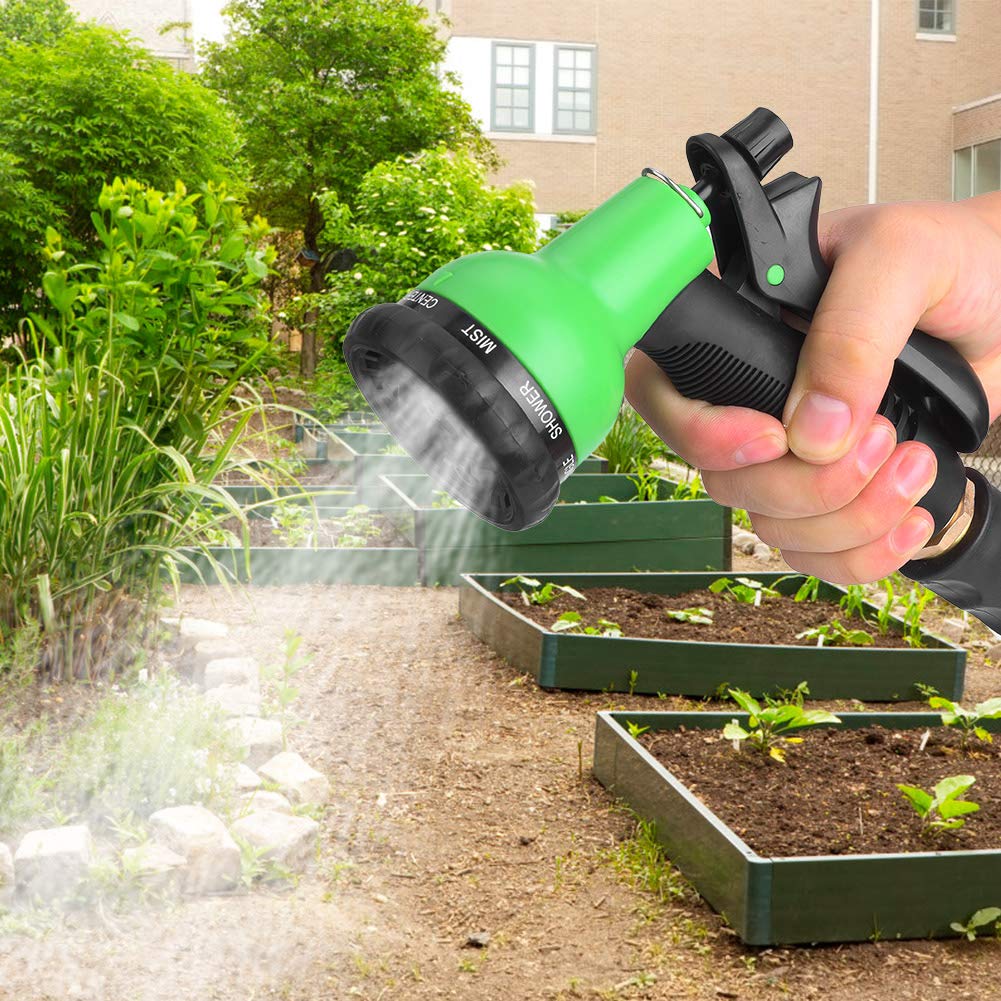 Pistola de Riego Pulverizador para Lavado de Coches, 8 Patrones de Pulverización para Riego de Jardines, Limpieza de Coches y Baño de Mascotas, Plástico ABS + PVC, Tubo de 32 Pies (10M)