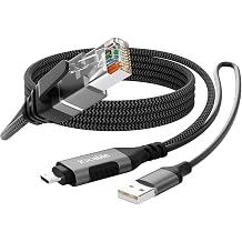Ethernet Cable for Fire TV Stick - 6 FT Micro USB to RJ45 Adapter with USB-A Power Cord, Compatible with Streaming Stick, Chromecast, Google Home Mini, LAN, Network, Nylon Braided