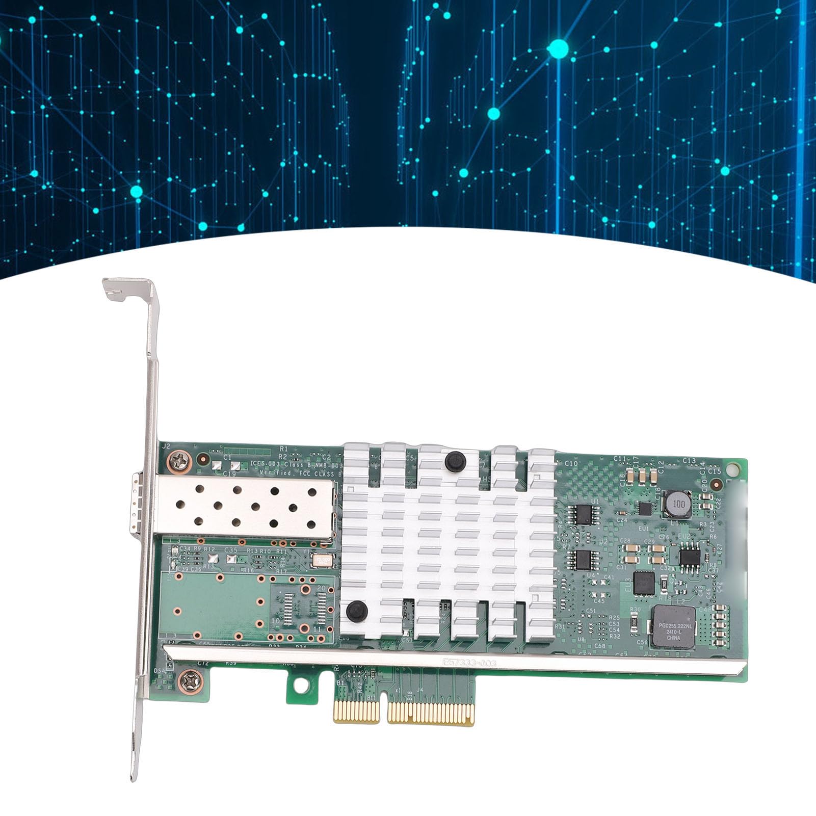 Topiky Carte Réseau PCI Express X4 10 GB/s, Adaptateur Ethernet à Port SFP+ Unique avec Contrôleur 82599EN, Compatible avec Les Serveurs PC et VMware.