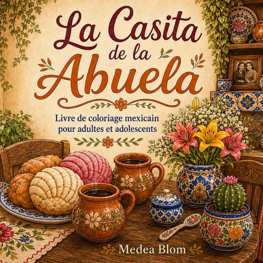 La Casita de la Abuela: Livre de coloriage mexicain pour adultes et adolescents