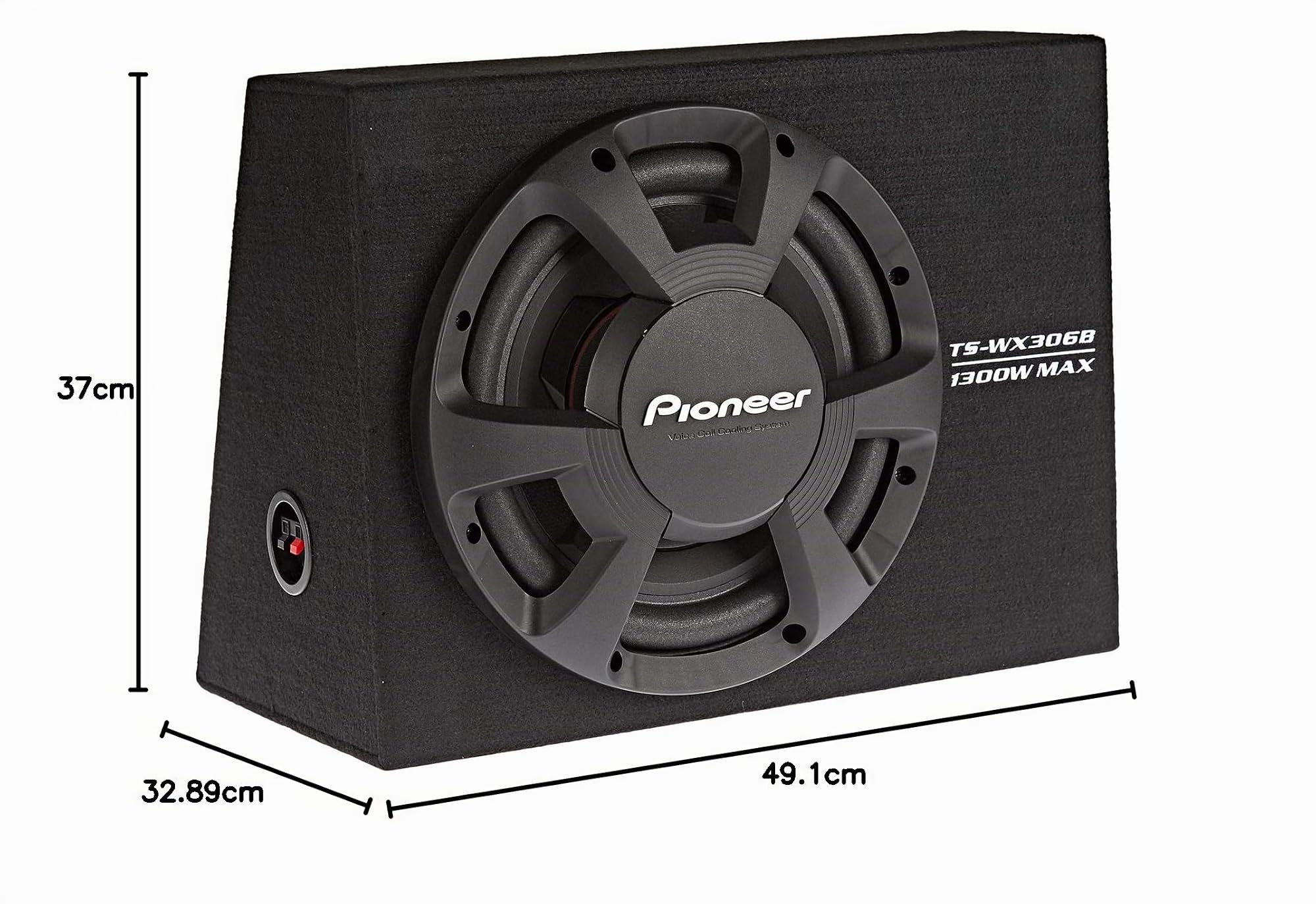 Pioneer Subwoofer attivo TS-WX306B, potente subwoofer con alloggiamento con potenza massima di 3000W, subwoofer da 30cm in alloggiamento MDF, membrana IMPP, nero, potenza di ingresso nominale 350W
