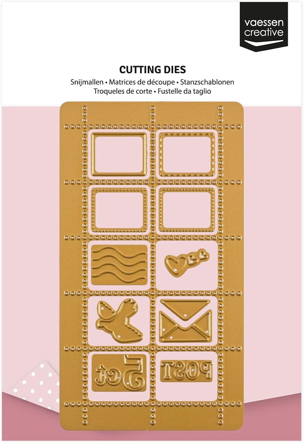 Vaessen Creative Punching and Embossing Stencils Stamps & Hearts - 11 Cutting Dies - Craft Accessories for Die Cutting Machine, Cards Crafts and Scrapbooking