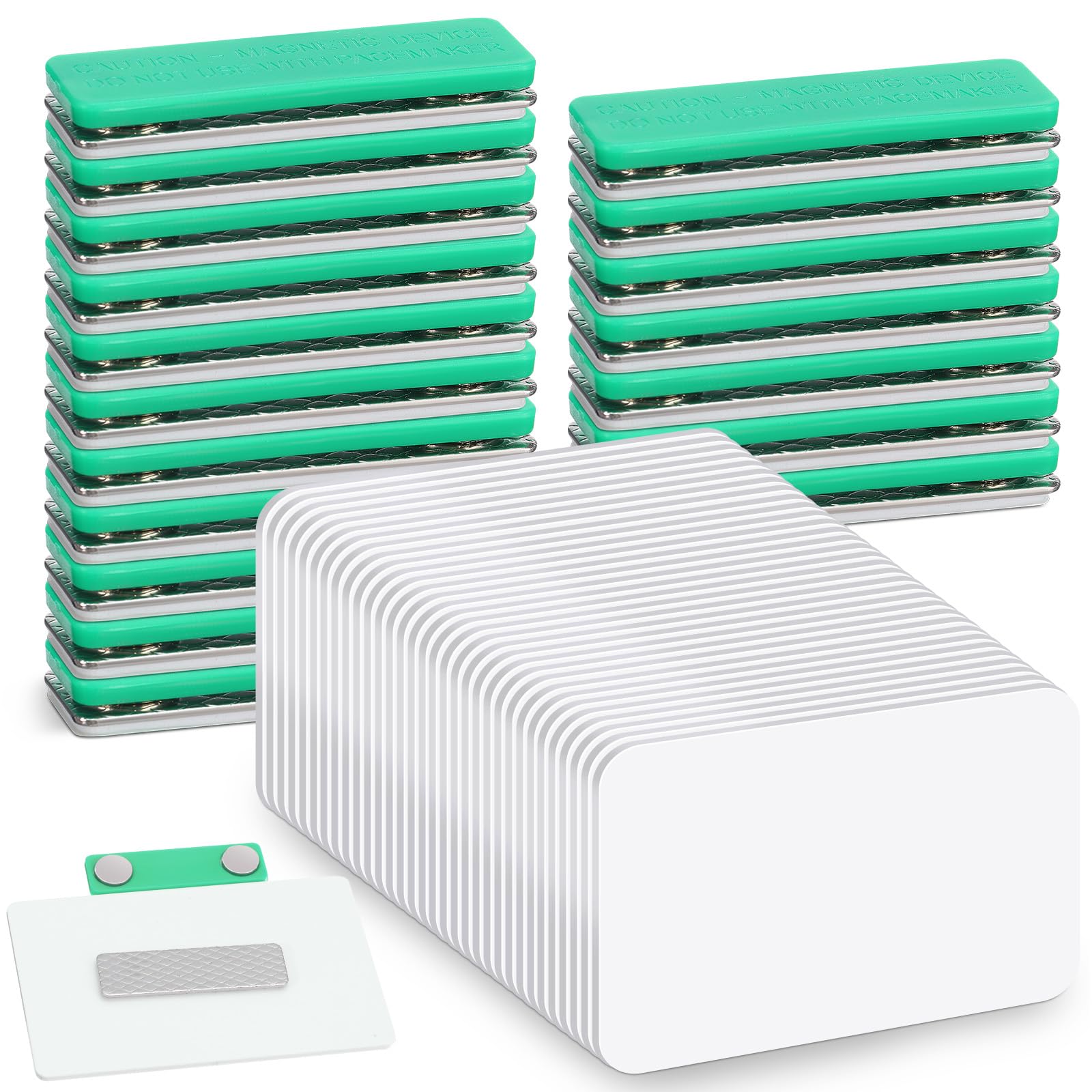 Chinco 50 Sets Magnetic Name Tags 3.4 x 2.1'' Magnet Badge Holder DIY Blank Name Tags Personalized and Reusable Magnetic Backing for Office School