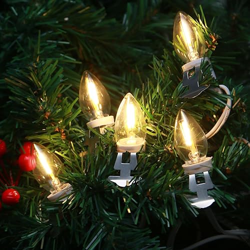 Miniatura 3 de Paquete de 2 cables de accesorios negros con 12 bombillas LED y salida de luz de aldea de Navidad de 11.6 pies, cable blanco con fusible de