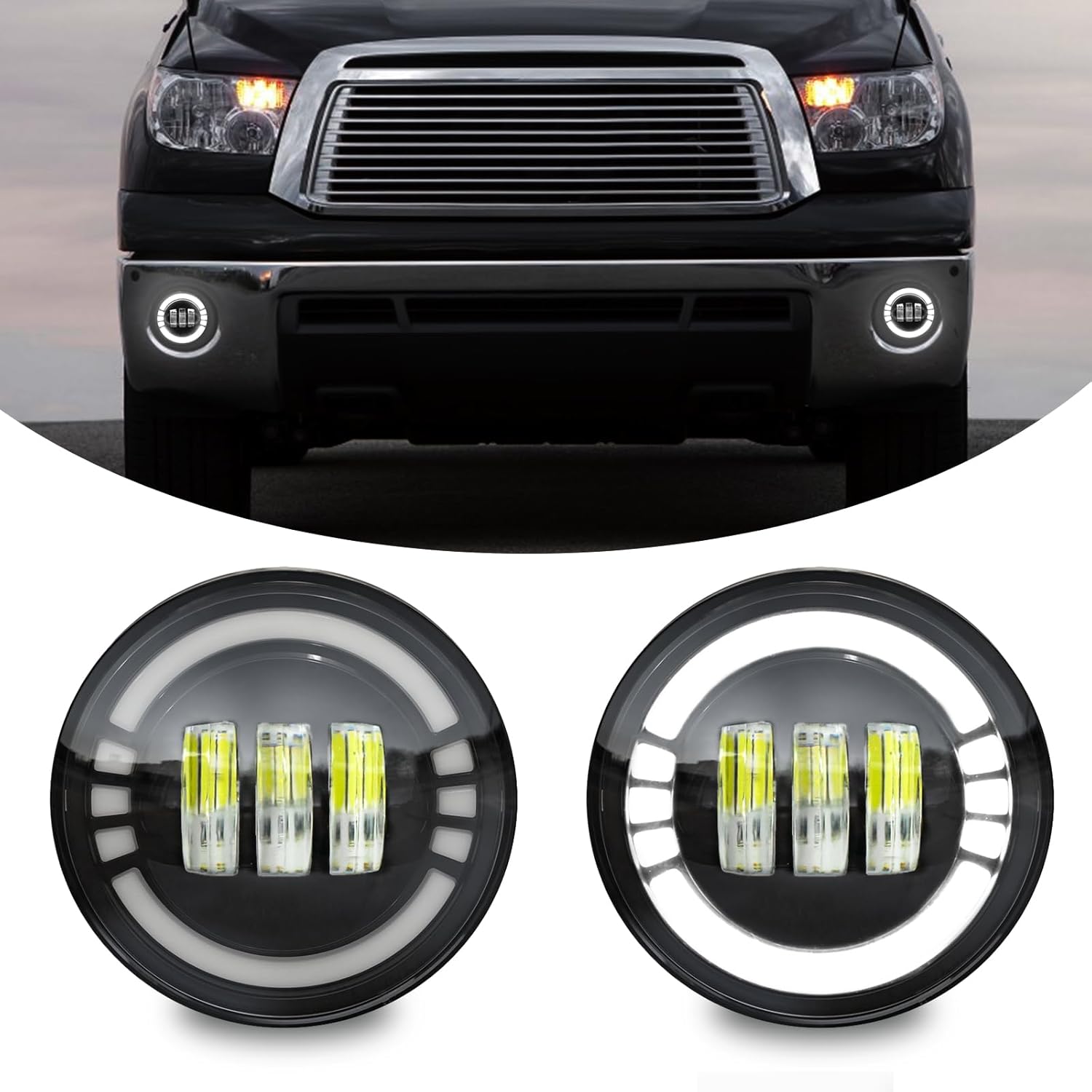 LED Fog Lights w/DRL & Turn Signal for 2005-2015 Toyota Direct Replacement for Tacoma (2005-2011), Tundra (2007-2013), Solara (2004-2006), Sequoia (2008-2015) - IP67 Waterproof, Plug & Play (1 Pair)