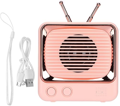 Miniatura 6 de SUNGOOYUE Retro TV Style BT 5.0 Wireless Speaker, Macaron Design, ABS Plastic, 3W Output, 8-9 Hours Battery Life, Portable with HiFi Sound (Pink)