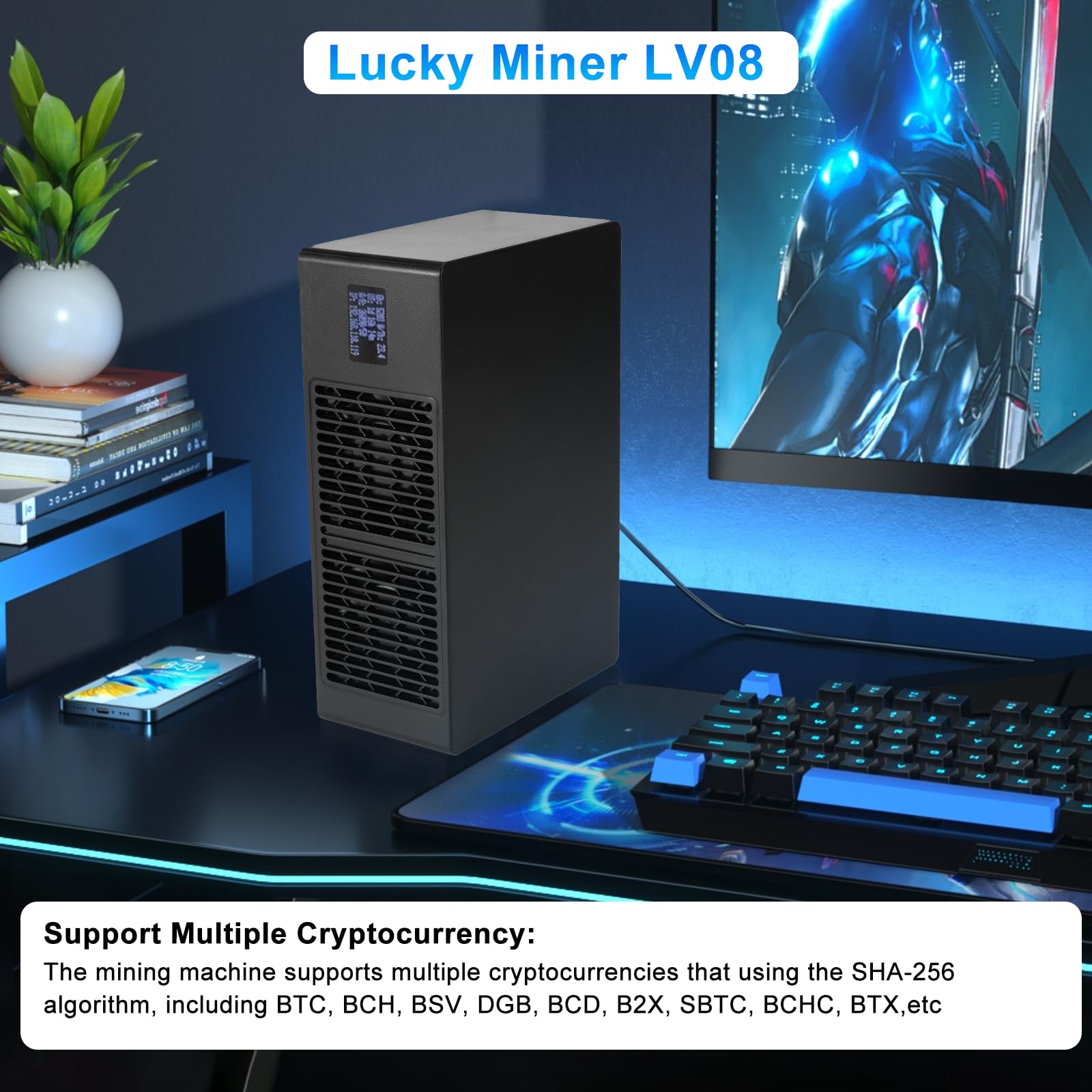 Bitcoin Miner, APKLVSR Lucky Miner LV08 BTC Solo Miner– 4,2 TH/s 2,4G WLAN SHA-SHA -256 Chip BM1366 Server Mining silenzioso Bitcoin Mining per uso domestico (BTC), Plug & Play