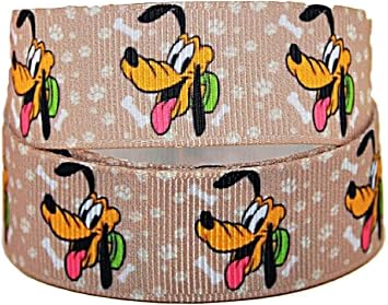 Pluto The Dog Face 1" Wide Repeat Ribbon Sold in Yard Lots 10 Yards