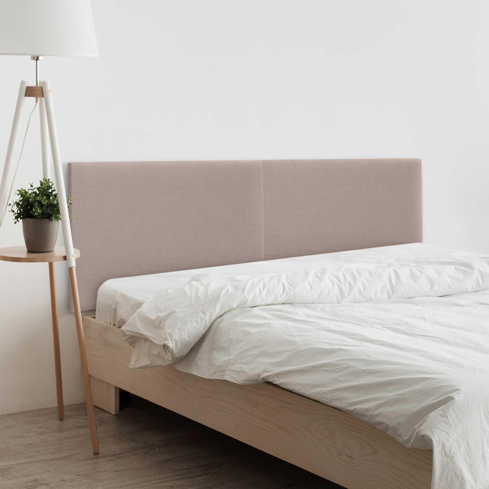 DHOME Cabecero de Lino Natural Liso Cabezal Tapizado Cama Dormitorio Moderno Top Trending (Tierra, 180cm Dual (Camas 180/190))