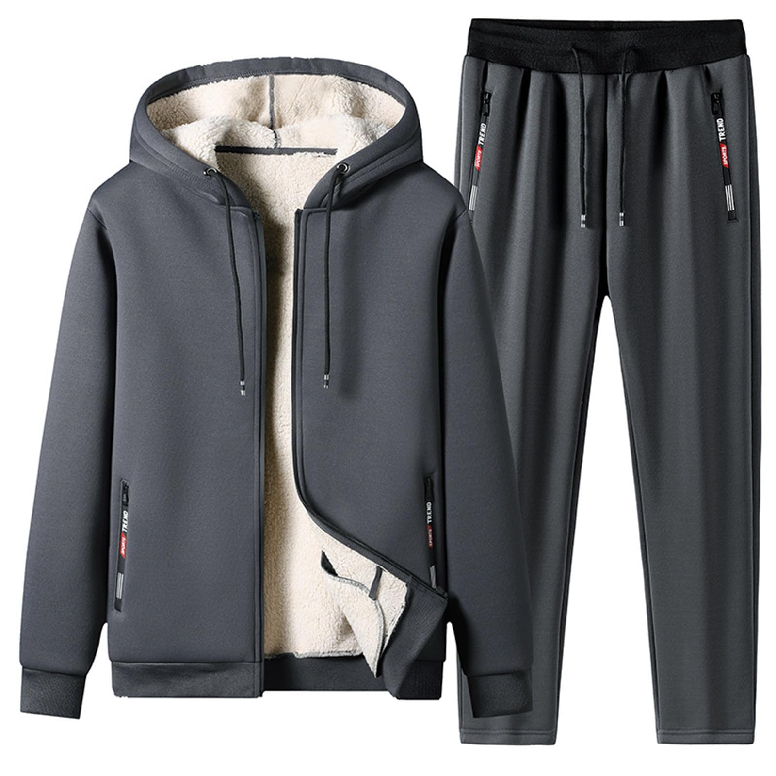 Generisch Tuta da jogging da uomo, streetwear, con chiusura lampo e pantaloni da jogging, pantaloni sportivi, tuta Y2k Hip Hop
