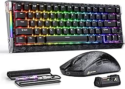 ATTACK SHARK R68 HE&R11 Ultra Carbon Fiber Gaming Keyboard and Mouse Combo,8KHz Rapid Trigger Wired Keyboard,0.005mm RT Accuracy,Immersive RGB+49g 8000HZ Wireless Mouse PAW3950MAX,42K DPI,Coiled Cable