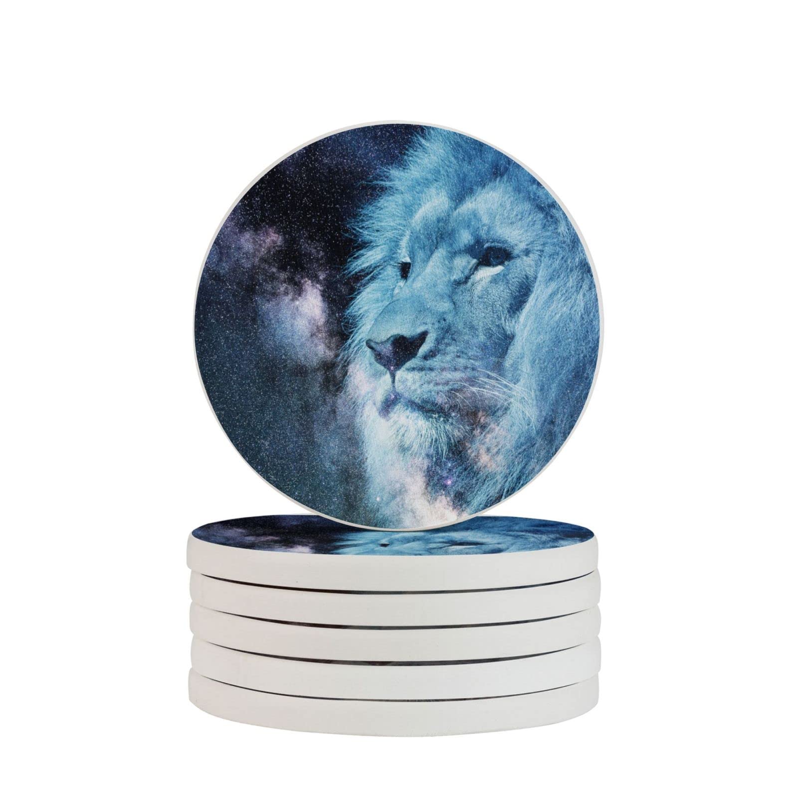 Dessous de verre diatomite motif lion pour vos apéritifs et cafés