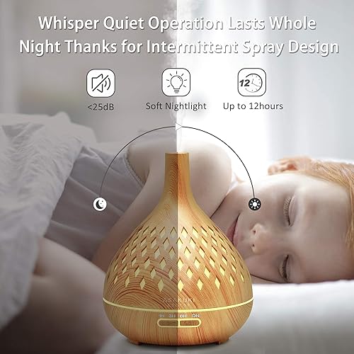Miniatura 4 de ASAKUKI - Difusor de aceites esenciales con control remoto humidificador de vapor frío de 135onzas líquidas 400 ml difusor aromático de 16 horas de