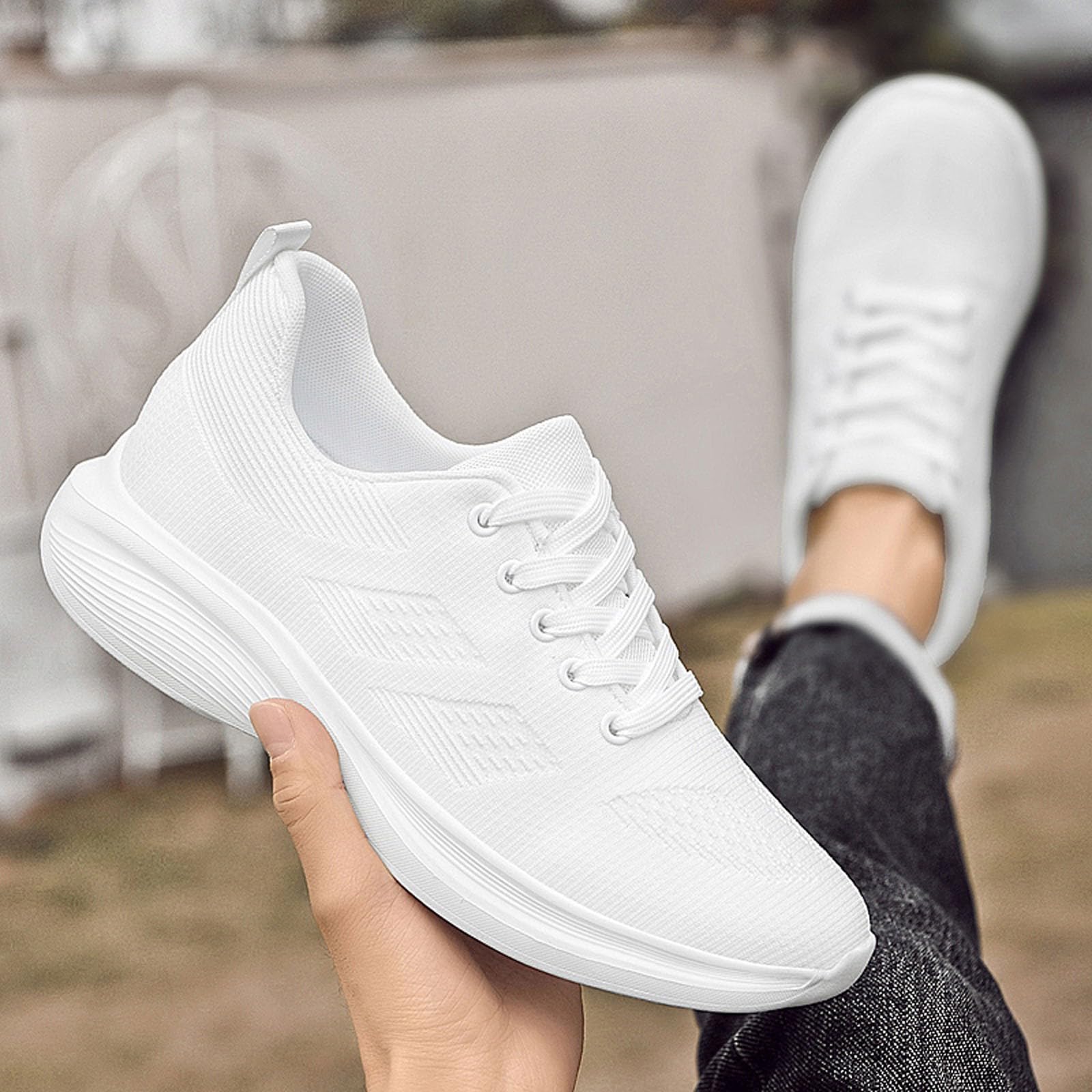 Scarpe da ginnastica da uomo in rete, guadagno altezza 10 cm, scarpe da ginnastica Running Sport Ete, Sneakers con lacci con zeppe, tomaia traforata, suola molto spessa, rialzo interno - corsa, tempo