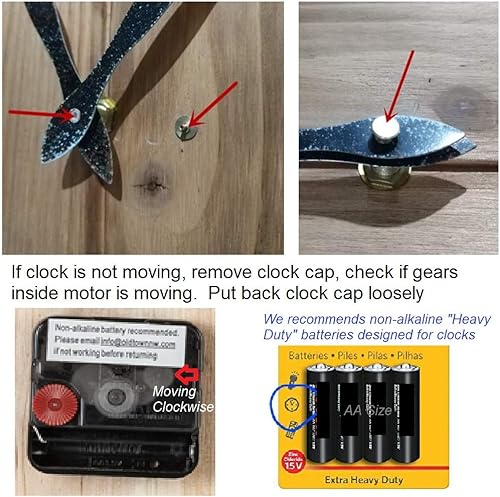 Miniatura 6 de Oldtown Farmhouse - Reloj de pared silencioso (de metal y madera maciza)