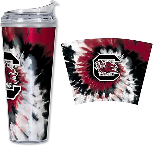 Miniatura 9 de Rico Industries NCAA - Vaso de acrílico con purpurina de 24 onzas con tapa con bisagras, vaso de doble pared con licencia oficial y popote