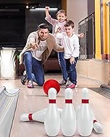 Vista 4 de Juego de bolos Phobby para niños con 10 pinos de espuma suave y 2 bolas, juguetes de bolos de Navidad para interiores y exteriores, apto para niños