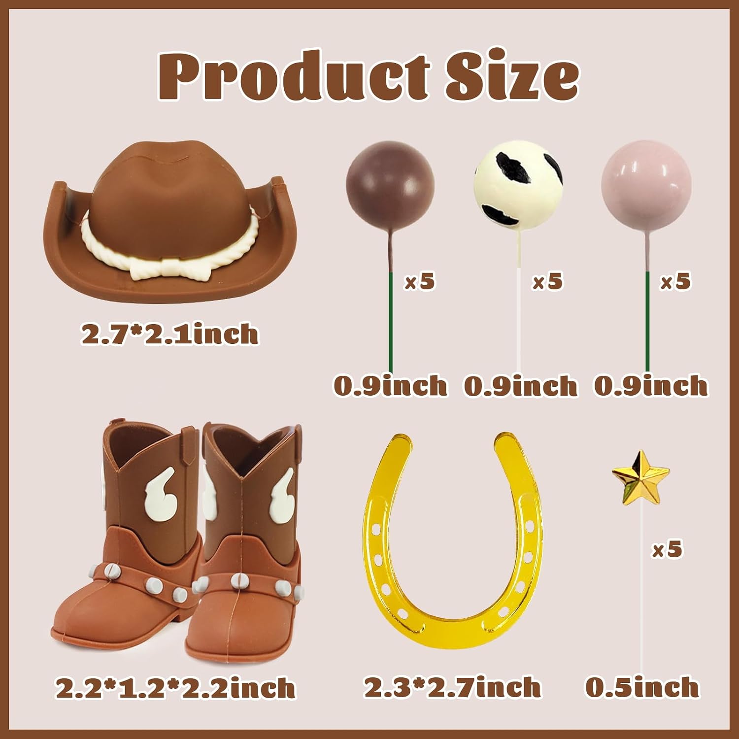 MEMOVAN 24PCS Cowboy Rodeo Cake Topper Cowboy Western Cake Decorations Cowboy Hat and Boot Cake Cupcake Toppers with Balls and Horseshoe Decorations for Baby Shower First Rodeo Birthday Vaquero Party