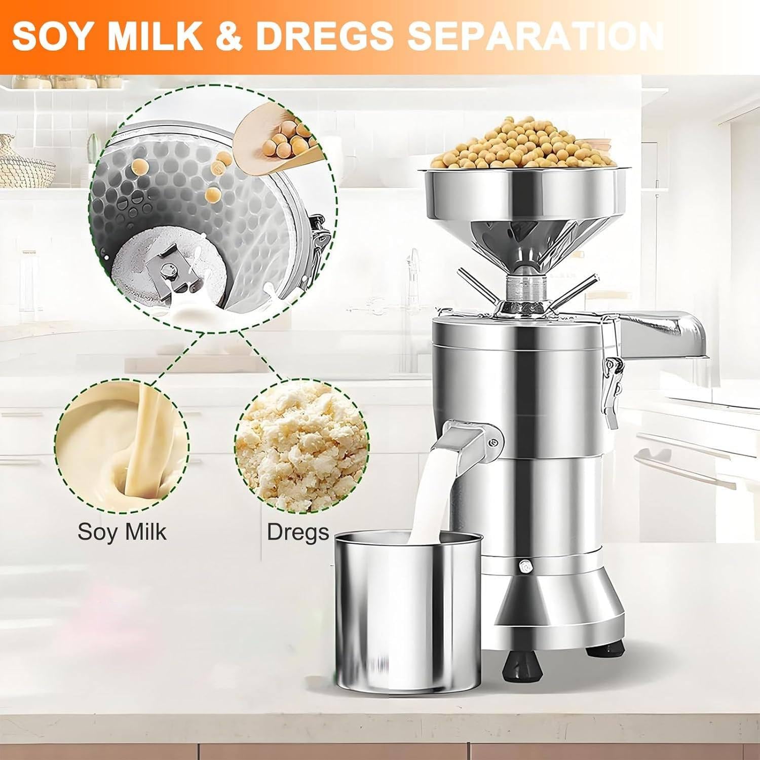 Komercyjna Maszyna Do Produkcji Mleka Sojowego Z Separacją żużlu, Automatyczna Maszyna Do Produkcji Mleka Sojowego O Mocy 1100 W, Wydajność 25 Kg/H Do Mleka Sojowego W Kuchni, Suszonej Fasoli, Tofu