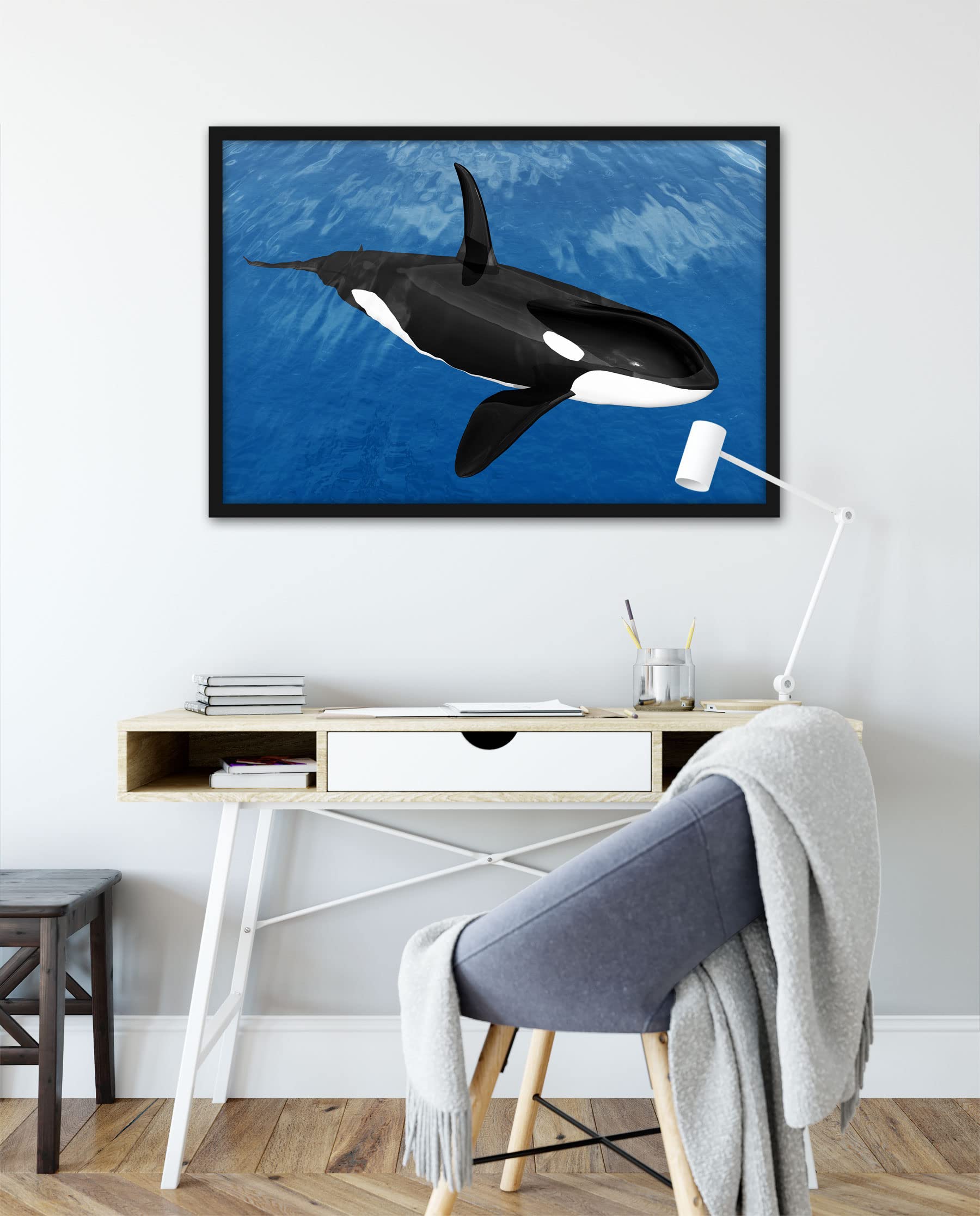 Bella Orca nel mare, poster in cornice/formato: 80 x 60 cm, stampa artistica incorniciata