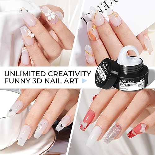 Miniatura 2 de TOMICCA Gel para esculpir uñas 3D para arte de uñas, 1.76 oz, gel no pegajoso para tallar a mano, gel de extensión de uñas UV LED, gel sólido