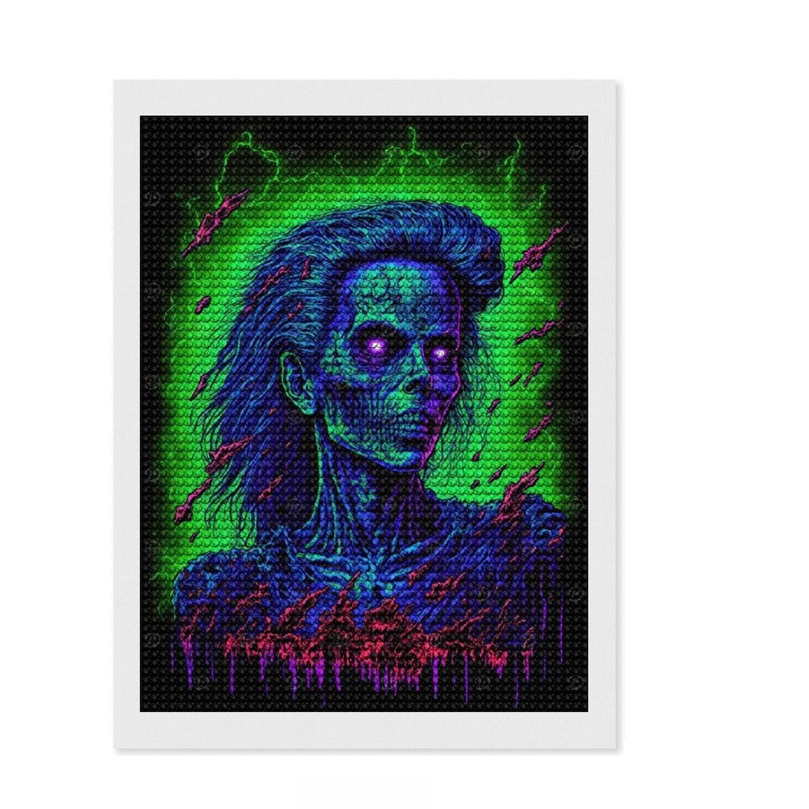 Junmoney Zombified Round Drill Diamond Painting 12"x16", Holiday Gift Idea, Bedroom Decor, Aesthetic Room Decor, Artistic Hobby