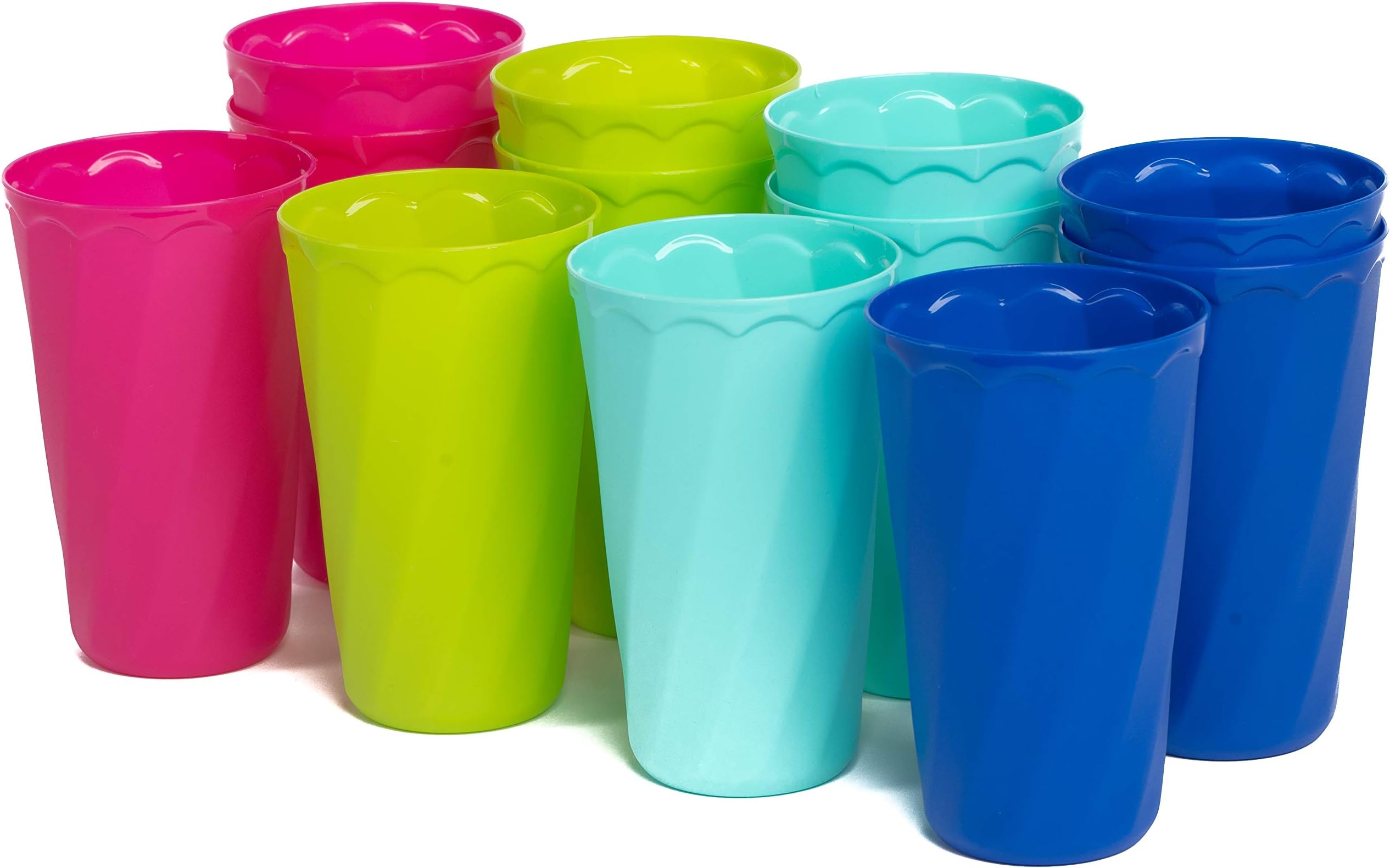 Klickpick Home 20 Ounce- 12 Piece Premium Quality Plastic Beverage Tumblers Reusable Cups Dishwasher Safe BPAFree In 4 Colors