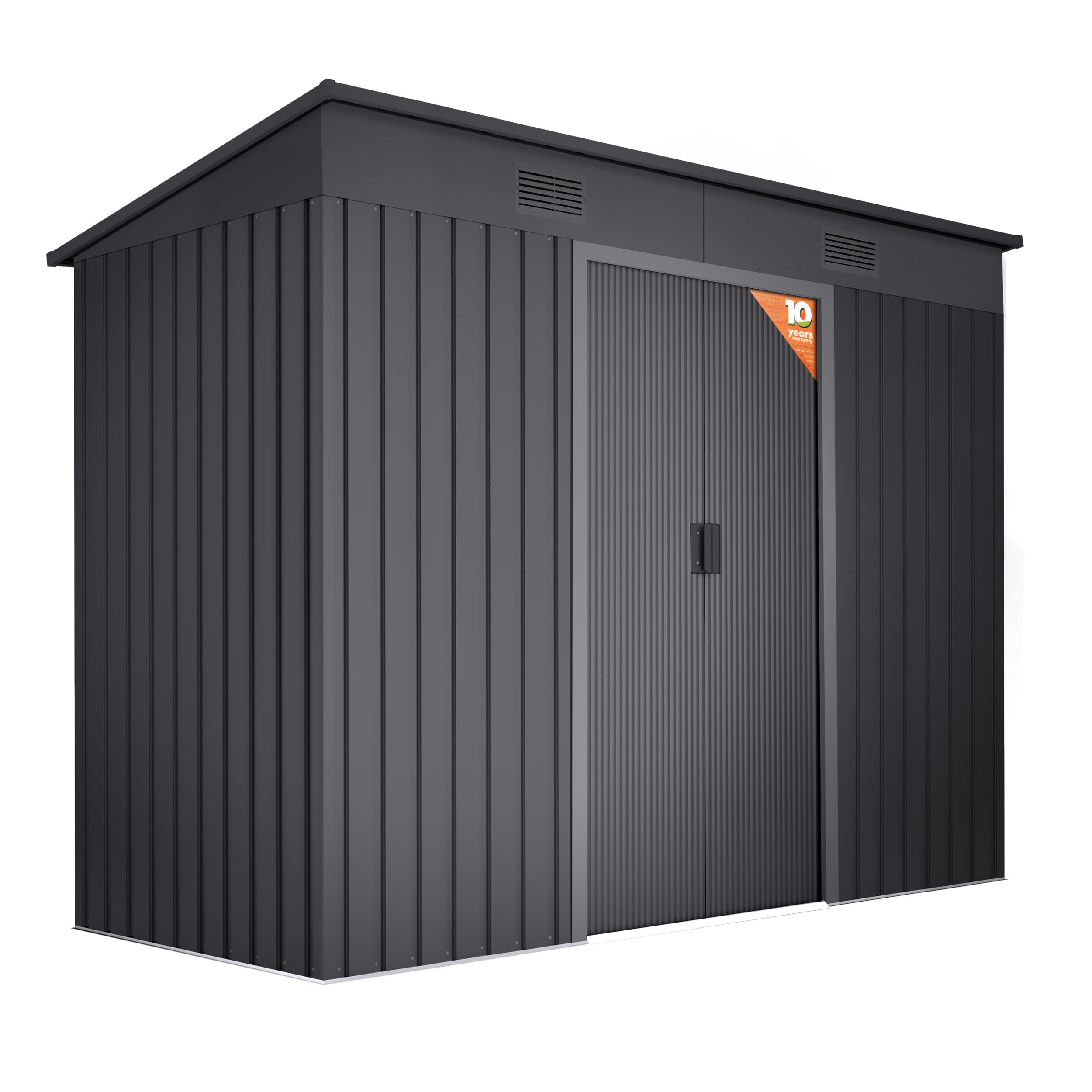 Wasabi - Gartenhaus Metall 3,14m2 Light Anthracite – 238x130x202cm - Doppelte Schiebetür - Lüftungsgitter – Flachdach - Geräteschuppen – Gerätehaus Outdoor Wetterfest - Anthrazitgrau