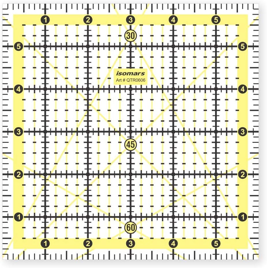 Isomars Square Quilting Ruler/Scale - 6" x 6"