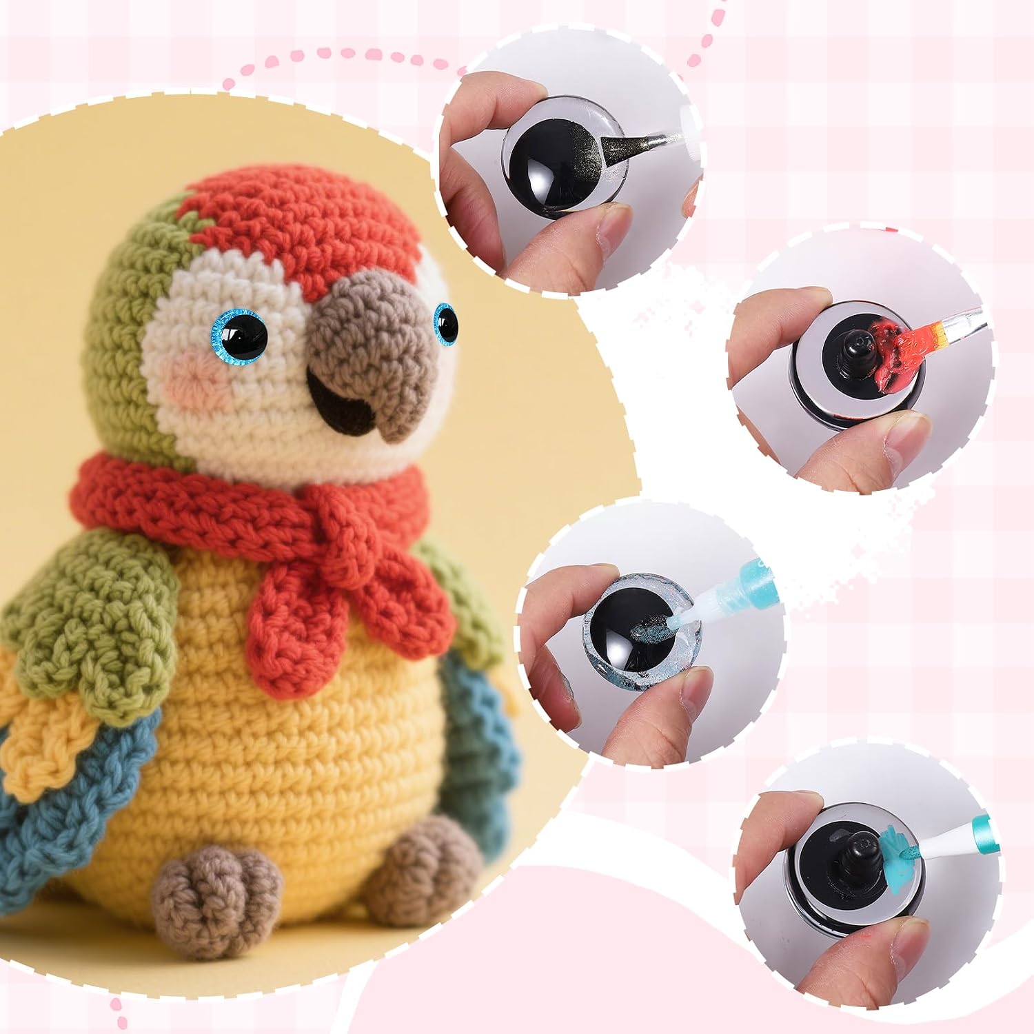MUCUNNIA Glitter Moon Safety Eyes 256Pcs 6-30mm Safety Eyes for Crocheting with Washers and Size Tools Large Crochet Safety Eyes for Amigurumi Gift for Crochet Lovers Christmas Decorations